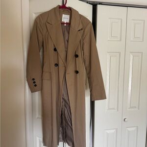 Avec Les Filles Tan Double-Breasted Trench Coat
